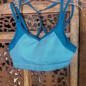 Champion Teal and White Striped Sports Bra